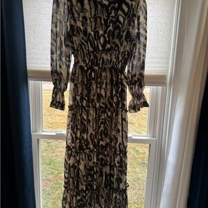 Chic Long Sleeve Animal Print Dress